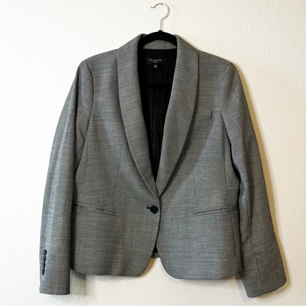 Talbots Gray Wool Blend One Button Closure Blazer… - image 1